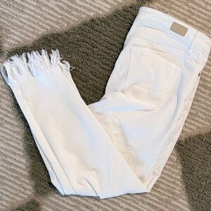 Women's White Frayed Hem Jeans